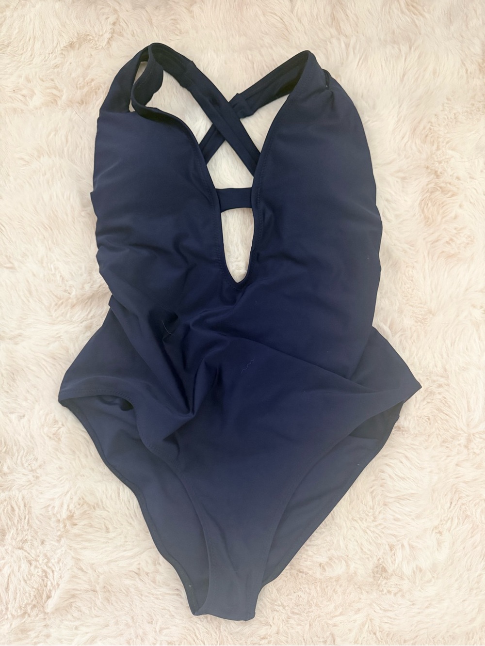 Cupshe Navy Blue One-Piece Swimsuit with Strappy Back